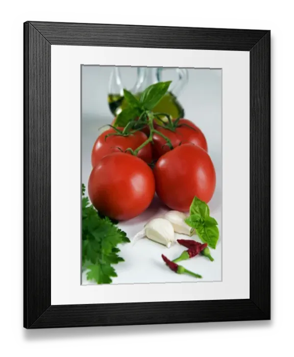 Framed Print : Italy, food, ingredients for tomato sauce, traditional