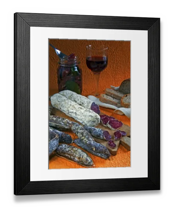 Framed Print : Italy, Tuscany, food, sausages, traditional