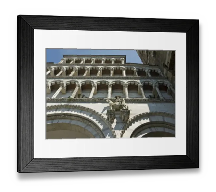 Framed Print : Detail of facade, Church of San Martino, Lucca, Tuscany, Italy, Europe