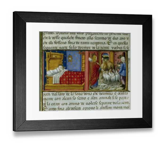 Framed Print : Saint Joachim leaves his wife. Codex of Predis (1476). Royal Library. Turin. Italy Framed Print : Saint Joachim leaves his wife. Codex of Predis (1476). Royal Library. Turin. Italy
