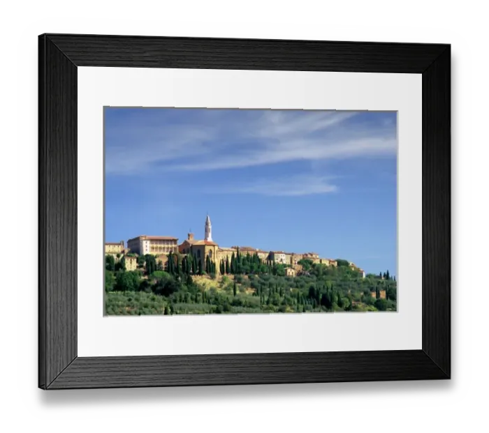 Framed Print : Summer morning on the Tuscan hilltown of Pienza, Italy Framed Print : Summer morning on the Tuscan hilltown of Pienza, Italy
