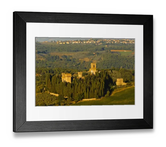 Framed Print : Italy, Tuscany, Greve. Morning sun on Badia a Passignano, owned by Antinori Framed Print : Italy, Tuscany, Greve. Morning sun on Badia a Passignano, owned by Antinori