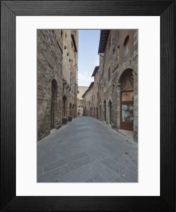 Framed Print : Europe, Italy, Tuscany, San Gimignano, Midieval Street and Gate