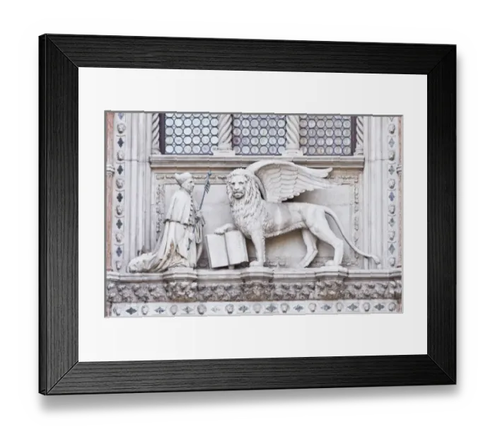 Framed Print : Europe, Italy, Venice, Winged Lion of St. Marks on Doges Palace (Palazzo Framed Print : Europe, Italy, Venice, Winged Lion of St. Marks on Doges Palace (Palazzo