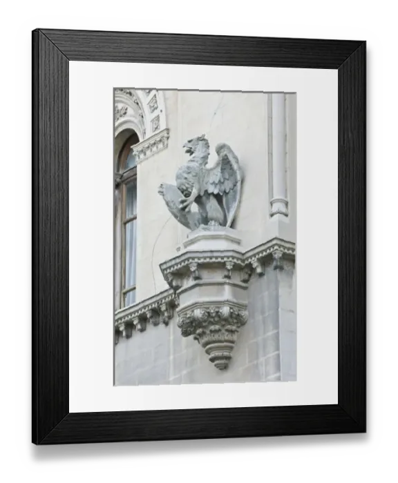 Framed Print : Europe, Italy, Umbria, Perugia, Griffitn (Winged Lion) Building Decoration -