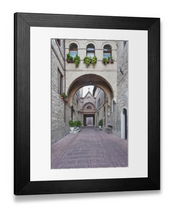 Framed Print : Europe, Italy, Umbria, Assisi, Alley in Historic District
