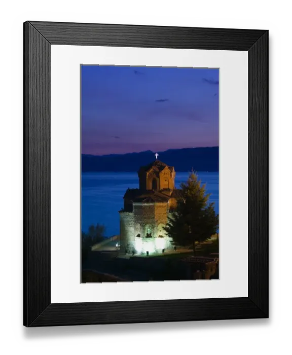 Framed Print : MACEDONIA, Ohrid. Sveti Jovan at Kaneo Church (13th century) and Lake Ohrid / Evening Framed Print : MACEDONIA, Ohrid. Sveti Jovan at Kaneo Church (13th century) and Lake Ohrid / Evening