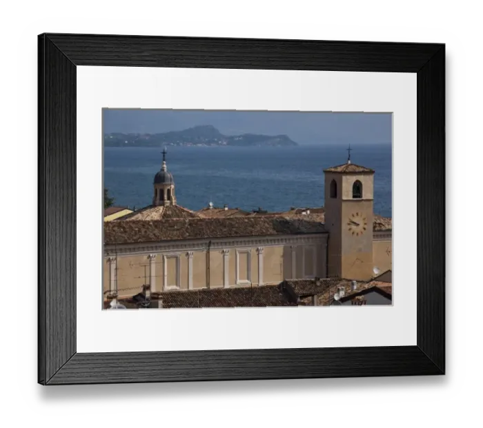 Framed Print : Italy, Brescia Province, Desenzano del Garda. Town view from the Castello
