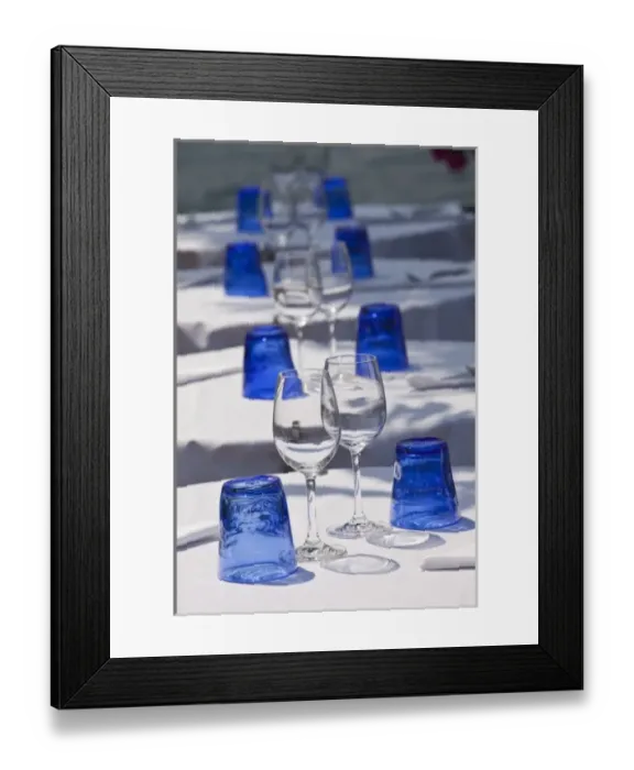 Framed Print : Italy, Brescia Province, Salo. Cafe table glasses Framed Print : Italy, Brescia Province, Salo. Cafe table glasses