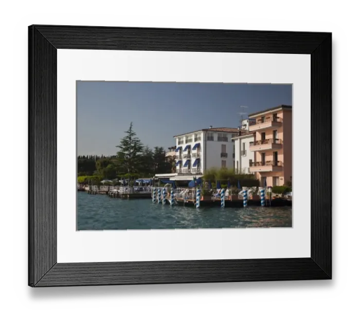 Framed Print : Italy, Brescia Province, Sirmione. Lakeside buildings Framed Print : Italy, Brescia Province, Sirmione. Lakeside buildings