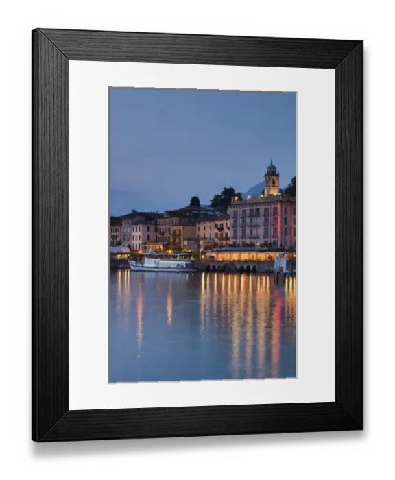 Framed Print : Italy, Como Province, Bellagio. Town view, evening