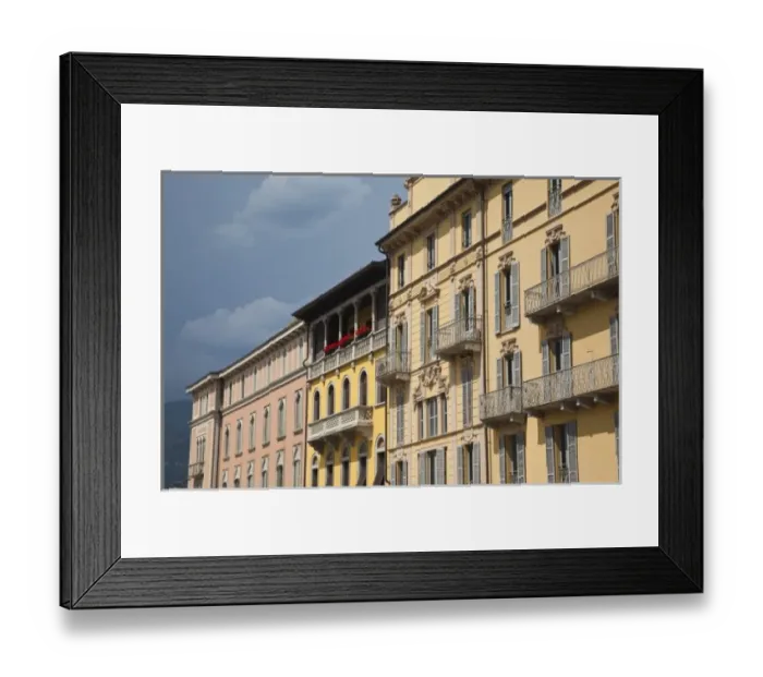 Framed Print : Italy, Como Province, Como. Buildings along Piazza Cavour