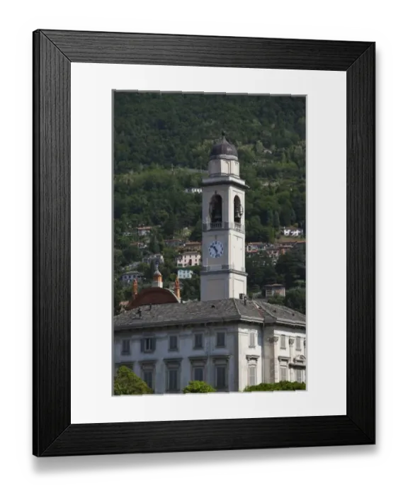 Framed Print : Italy, Como Province, Cernobbio. Town view from Piazza Risorgimento