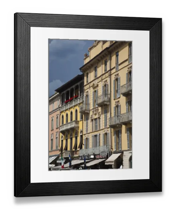 Framed Print : Italy, Como Province, Como. Buildings along Piazza Cavour Framed Print : Italy, Como Province, Como. Buildings along Piazza Cavour