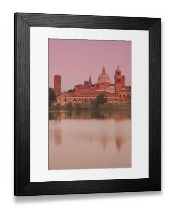 Framed Print : Italy, Mantua Province, Mantua. Town view and Palazzo Ducale from Lago Inferiore, dawn Framed Print : Italy, Mantua Province, Mantua. Town view and Palazzo Ducale from Lago Inferiore, dawn