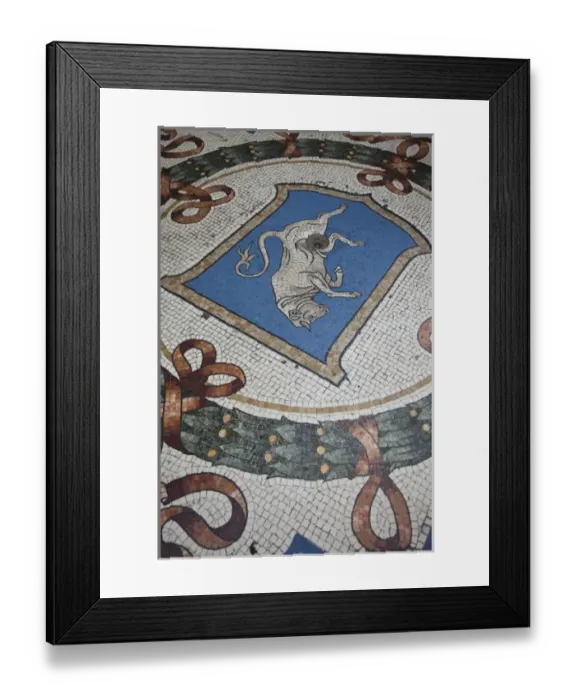 Framed Print : ITALY, Milan Province, Milan. Galleria Vittorio Emanuele II shopping arcade, mosaic bull