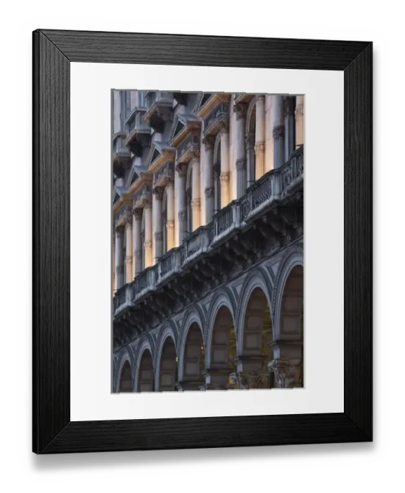 Framed Print : Italy, Milan Province, Milan. Piazza del Duomo, arches, morning Framed Print : Italy, Milan Province, Milan. Piazza del Duomo, arches, morning