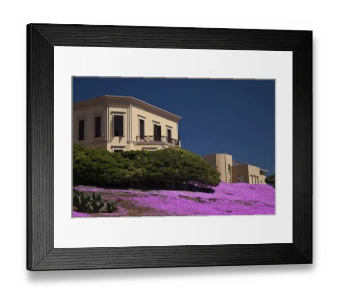 Framed Print : Italy, Sardinia, Alghero. Beachside villa and flowers