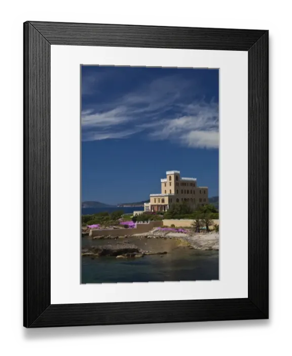Framed Print : Italy, Sardinia, Alghero. Rada di Alghero bay and Villa Las Tronas hotel
