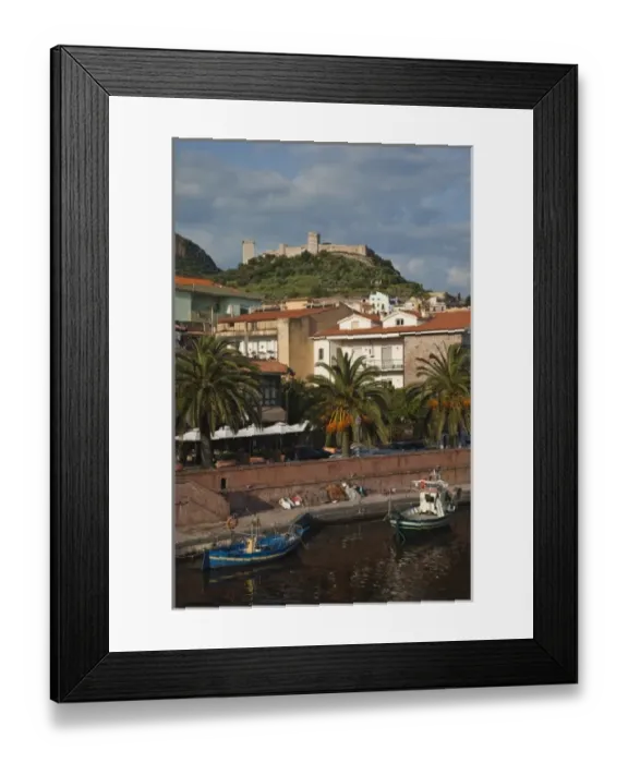 Framed Print : Italy, Sardinia, Bosa. Town view along Temo River and Castello Malaspina Framed Print : Italy, Sardinia, Bosa. Town view along Temo River and Castello Malaspina
