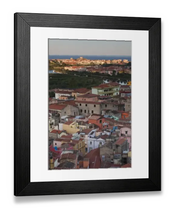 Framed Print : Italy, Sardinia, Bosa. Town view from Castello Malaspina, sunrise Framed Print : Italy, Sardinia, Bosa. Town view from Castello Malaspina, sunrise