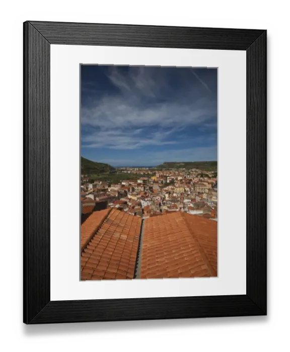 Framed Print : Italy, Sardinia, Bosa. Town view from Castello Malaspina Framed Print : Italy, Sardinia, Bosa. Town view from Castello Malaspina