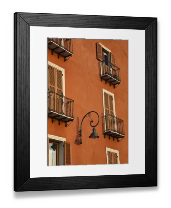 Framed Print : Italy, Sardinia, Cagliari. Building along Via Santa Croce in Il Castello old town, sunset