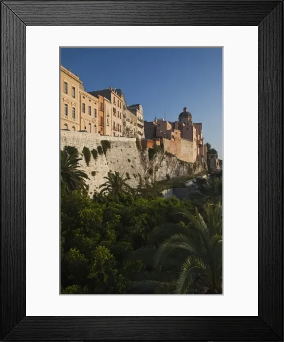 Framed Print : Italy, Sardinia, Cagliari. Il Castello city walls and Cathedral of Saint Mary