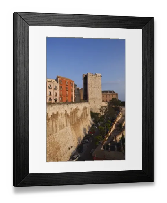 Framed Print : Italy, Sardinia, Cagliari. Torre dell Elefante, sunset
