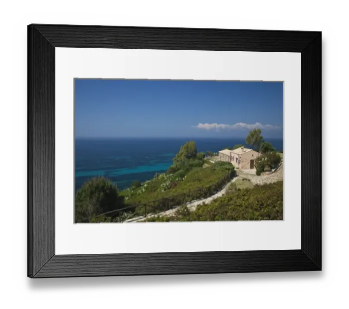 Framed Print : Italy, Sardinia, Capoterra. Cliffside house Framed Print : Italy, Sardinia, Capoterra. Cliffside house