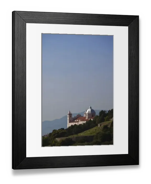 Framed Print : Italy, Sardinia, Cuglieri. Church view near Monti Ferri