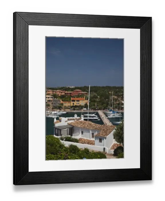 Framed Print : Italy, Sardinia, Porto Cervo. Yacht harbor