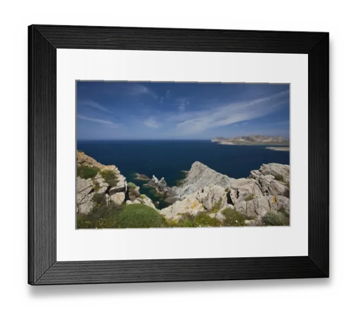 Framed Print : Italy, Sardinia, Stintinto. Capo Falcone headlands from Torre Falcone