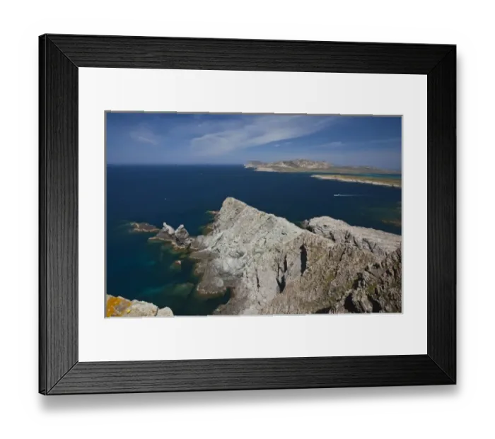 Framed Print : Italy, Sardinia, Stintinto. Capo Falcone headlands from Torre Falcone