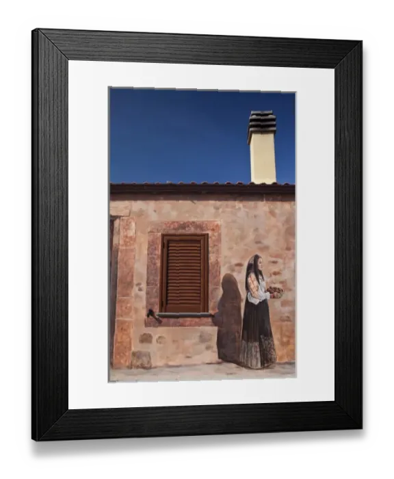 Framed Print : Italy, Sardinia, Tinnura. Mural detail