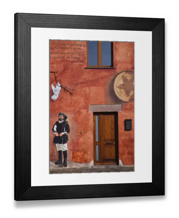 Framed Print : Italy, Sardinia, Tinnura. Mural detail