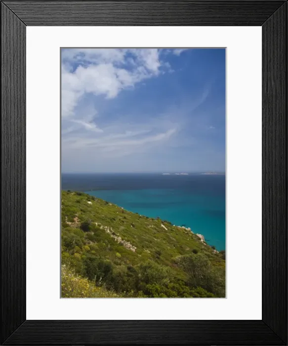 Framed Print : Italy, Sardinia, Villasimius. Seascape by Punta Molentis