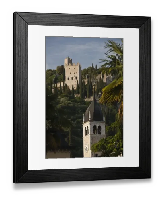 Framed Print : Italy, Trento Province, Arco. Castello di Arco and Collegiata church