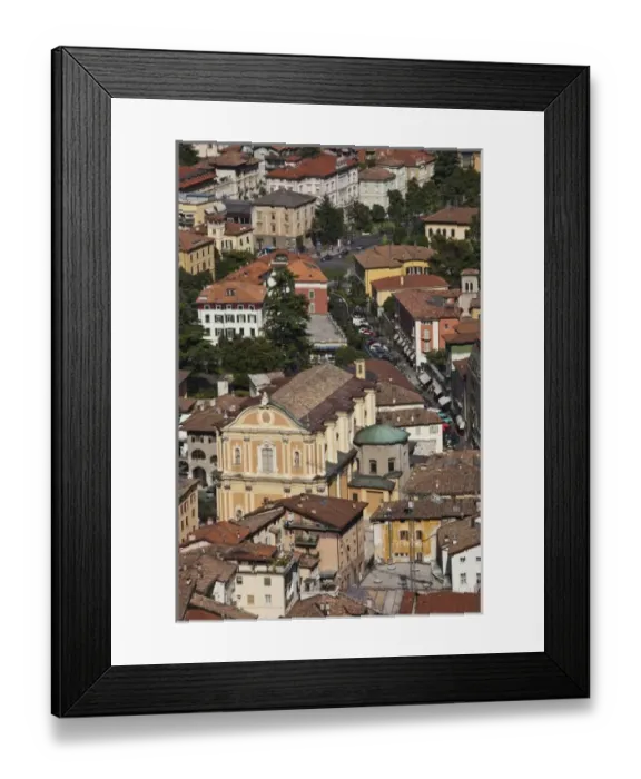 Framed Print : Italy, Trento Province, Riva del Garda. Aerial view of San Michele church Framed Print : Italy, Trento Province, Riva del Garda. Aerial view of San Michele church