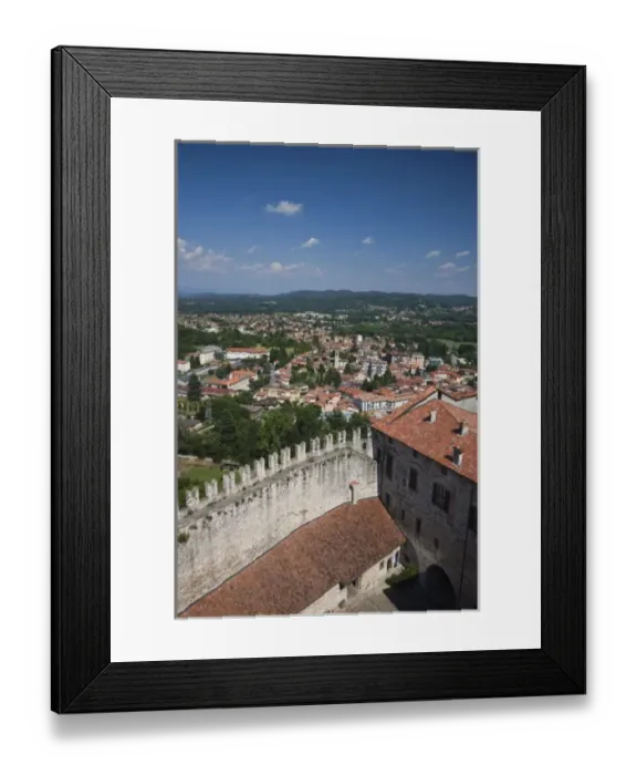 Framed Print : Italy, Varese Province, Angera. La Rocca fortress and town overview Framed Print : Italy, Varese Province, Angera. La Rocca fortress and town overview
