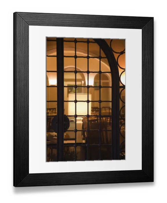 Framed Print : Italy, Verbano-Cusio-Ossola Province, Cannobio. Cafe silhouette