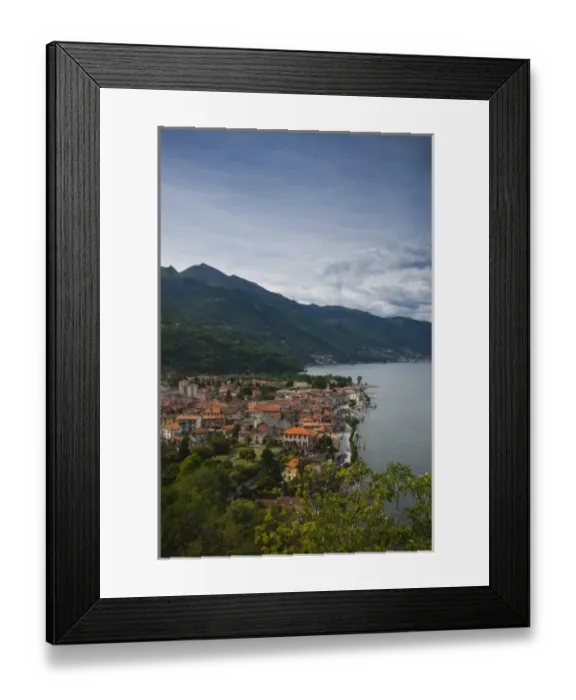 Framed Print : Italy, Verbano-Cusio-Ossola Province, Cannobio. High angle town view