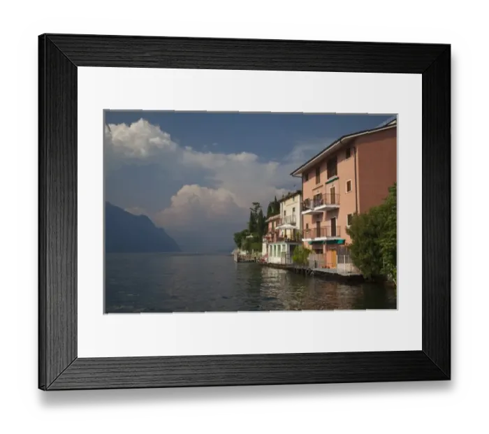 Framed Print : Italy, Verona Province, Malcesine. Lakefront houses