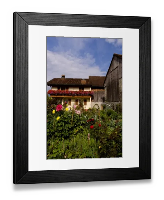 Framed Print : Local home with flowers in Balzers in small remote country of Leichtenstein Framed Print : Local home with flowers in Balzers in small remote country of Leichtenstein