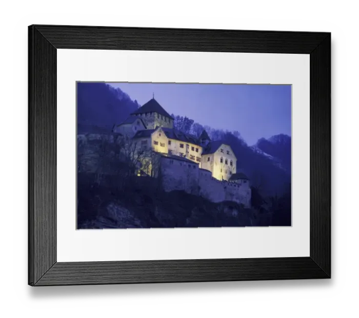 Framed Print : Europe, Liechtenstein, Vaduz. Vaduz Castle in evening light