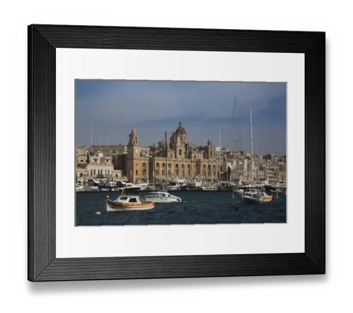 Framed Print : Malta, Valletta, Vittoriosa, Birgu, marina and waterfront