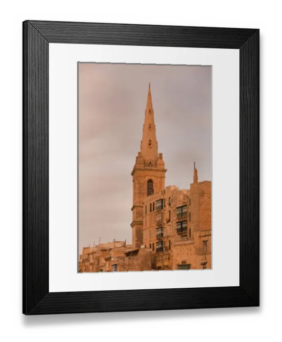 Framed Print : Malta, Valletta, St. Pauls Anglican Cathedral from St. Andrews Bastion, sunset Framed Print : Malta, Valletta, St. Pauls Anglican Cathedral from St. Andrews Bastion, sunset