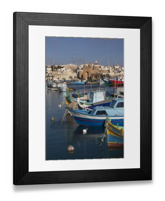 Framed Print : Malta, Southeast, Marsaxlokk, harbor and traditional Luzzu fishing boats Framed Print : Malta, Southeast, Marsaxlokk, harbor and traditional Luzzu fishing boats