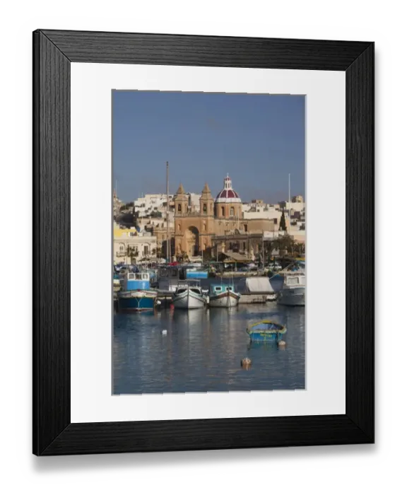 Framed Print : Malta, Southeast, Marsaxlokk, harbor and traditional Luzzu fishing boats Framed Print : Malta, Southeast, Marsaxlokk, harbor and traditional Luzzu fishing boats