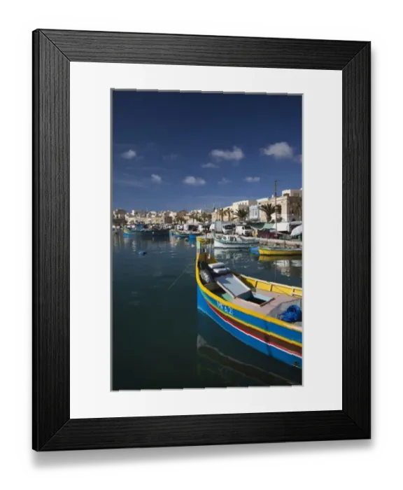 Framed Print : Malta, Southeast, Marsaxlokk, harbor and traditional Luzzu fishing boats Framed Print : Malta, Southeast, Marsaxlokk, harbor and traditional Luzzu fishing boats
